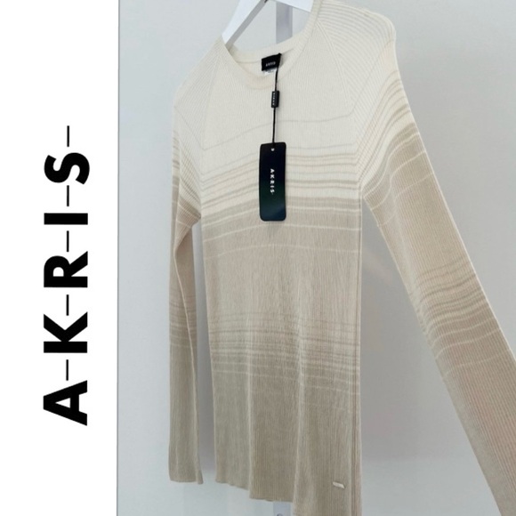 Akris Tops - Akris Beige Gradient ECRU lightweight cashmere silk sweater